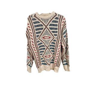VTG Boathouse Row Pullover Sweater Mens XL Geometric Knit 90s USA Retro